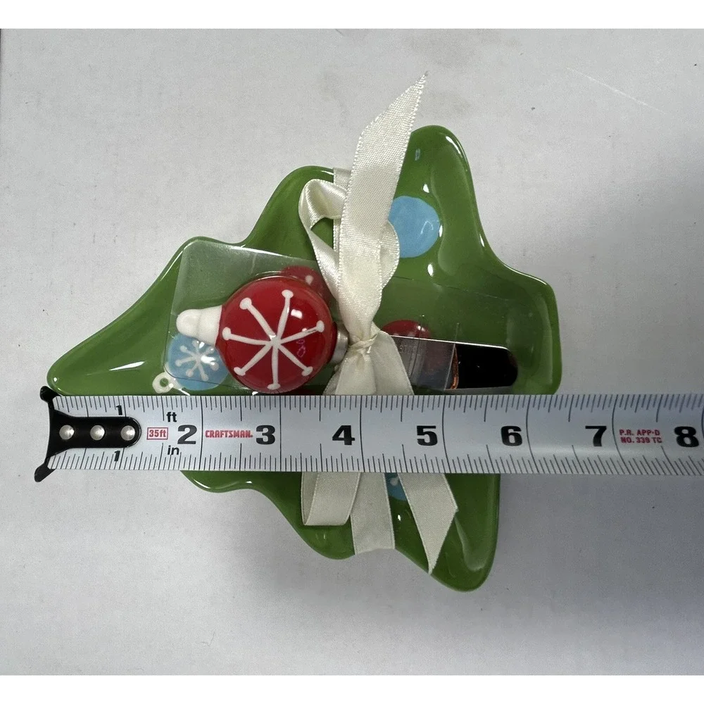 Hallmark‎ Christmas Tree snack plate with knife 7